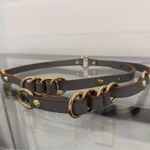 Tarnish Gray with Gold Hardware Genuine Leather Women’s Belt (S/M)